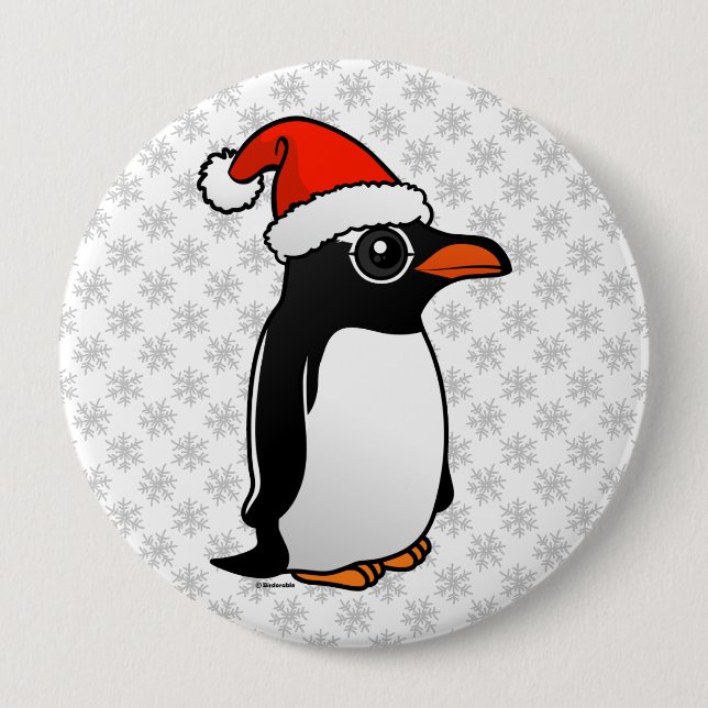 Gentoo Penguin Santa 10 Cm Round Badge (Front)