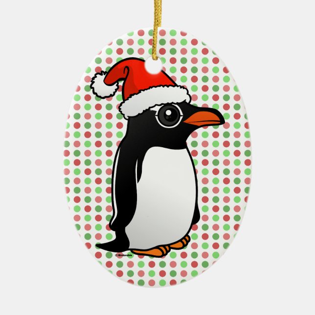 Gentoo Penguin Santa Ceramic Tree Decoration (Front)