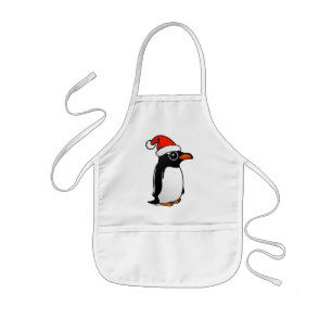 Gentoo Penguin Santa Kids Apron