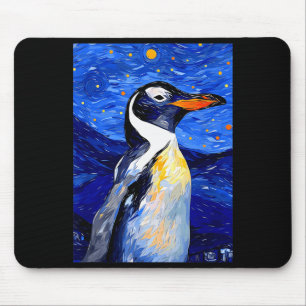 Gentoo Penguin Starry Night Painting Men Women Kid Mouse Pad
