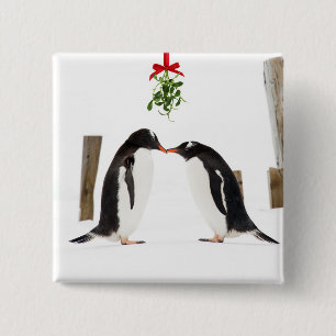 Gentoo Penguins Kissing - button