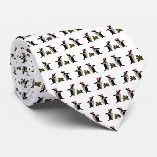 Gentoos and Holly Christmas Tie (Choose Colour)