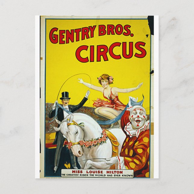 Gentry Bros. Circus Postcard (Front)