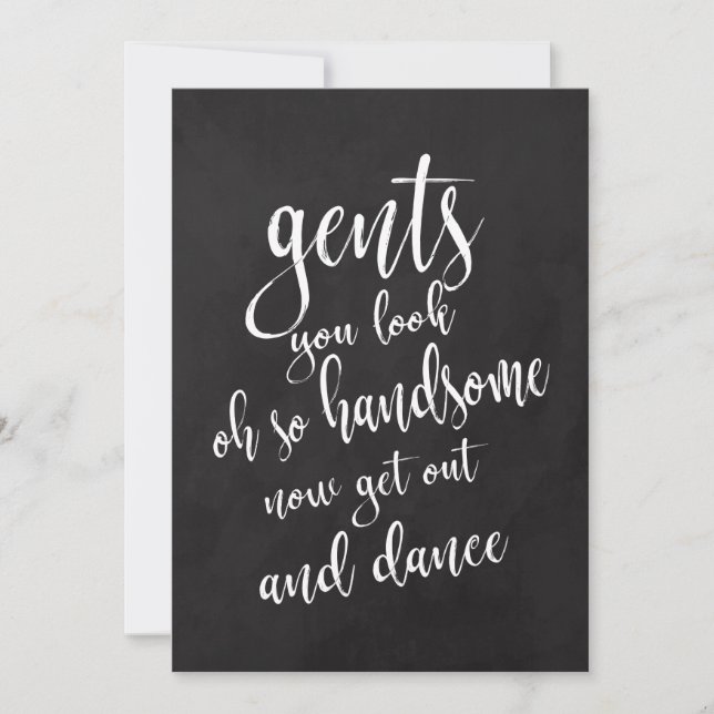 Gents Bathroom Affordable Chalkboard Wedding Sign Invitation (Front)