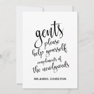 Gents Bathroom Basket Affordable Wedding Sign