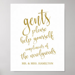 Gents Bathroom Basket Glitter 8x10 Wedding Sign