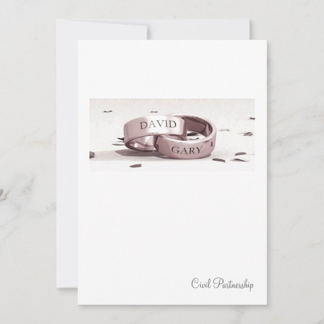 Gents Entwined Rings - Civil Partnership Invite (Front)