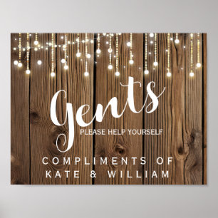 Gents restroom sign -toiletries rustic lights