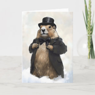 Gentteman Groundhog Funny Holiday Card