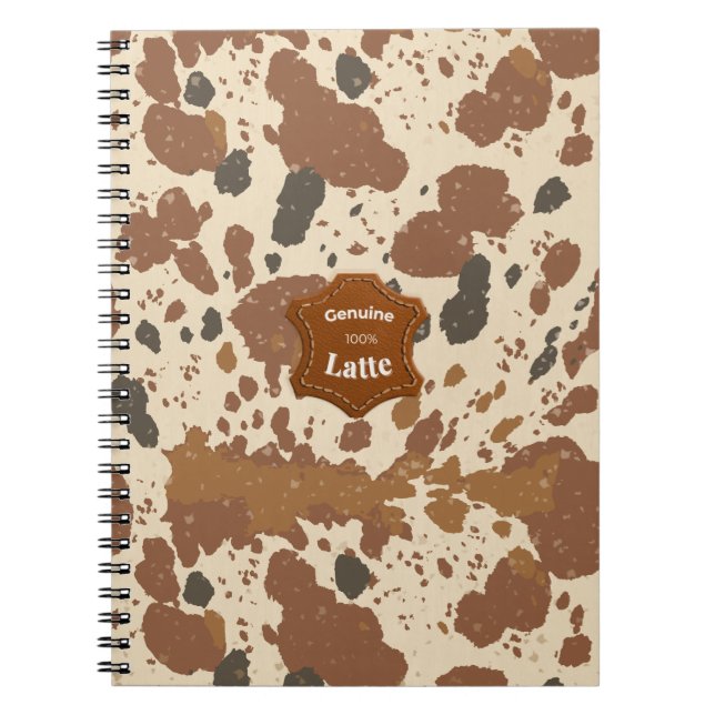 Genuine 100% Latte | Cowhide Coffee Aesthetic Notebook (Front)
