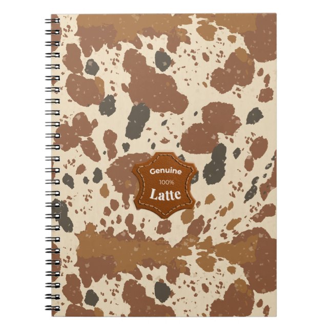 Genuine 100% Latte | Cowhide Coffee Aesthetic Notebook (Front)