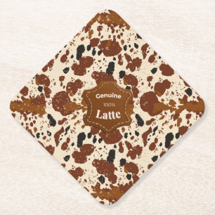 Genuine 100% Latte Cowhide Pattern Neutral Paper Coaster