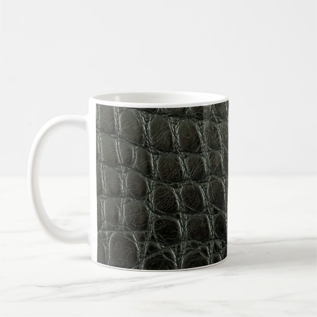 Genuine black alligator leather texture, close up  coffee mug (Left)