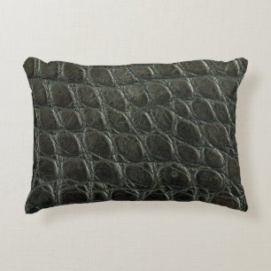 Genuine black alligator leather texture, close up  decorative cushion