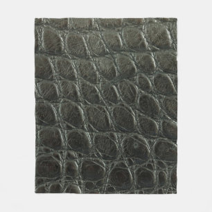 Genuine black alligator leather texture, close up  fleece blanket