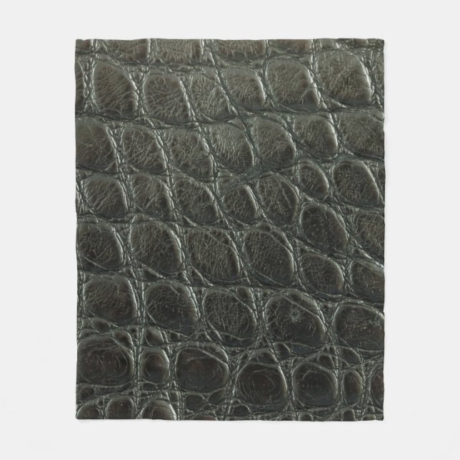 Genuine black alligator leather texture, close up  fleece blanket (Front)