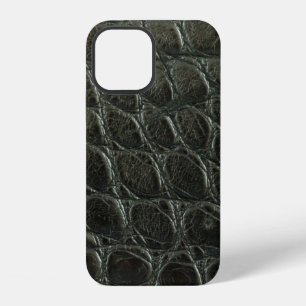 Genuine black alligator leather texture, close up  iPhone 12 case