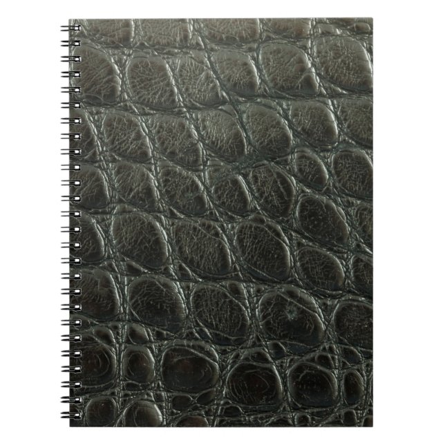 Genuine black alligator leather texture, close up  notebook (Front)