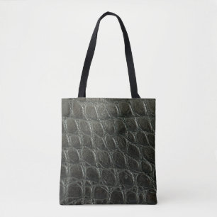 Genuine black alligator leather texture, close up tote bag