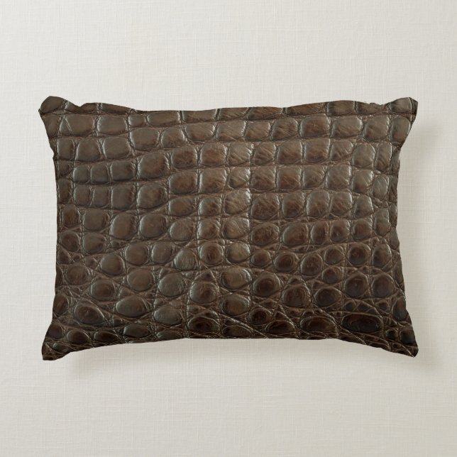 Genuine brown alligator leather, close up to show  decorative cushion (Front)