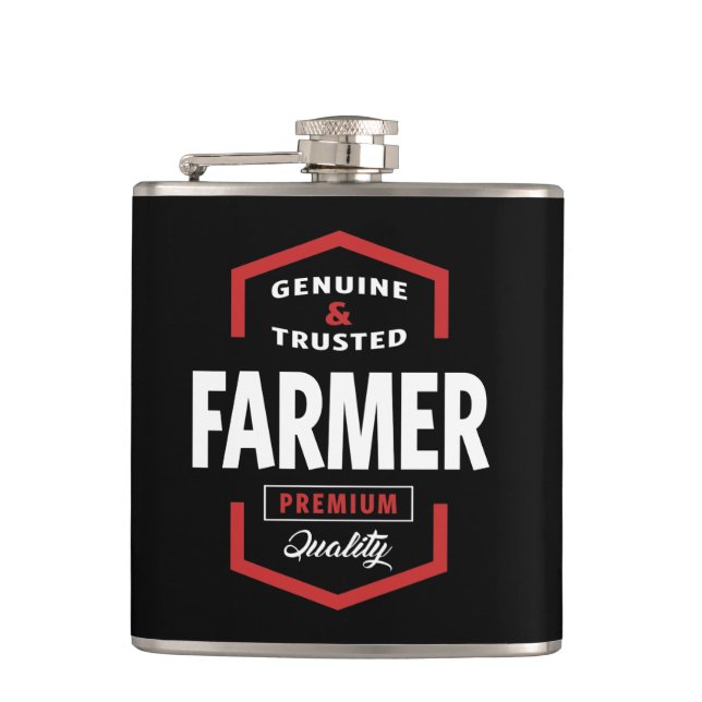 Genuine Farmer Gift Ideas Hip Flask (Front)