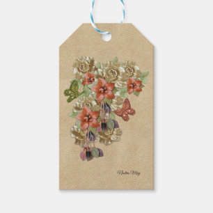 Genuine leather and suede art gift tags