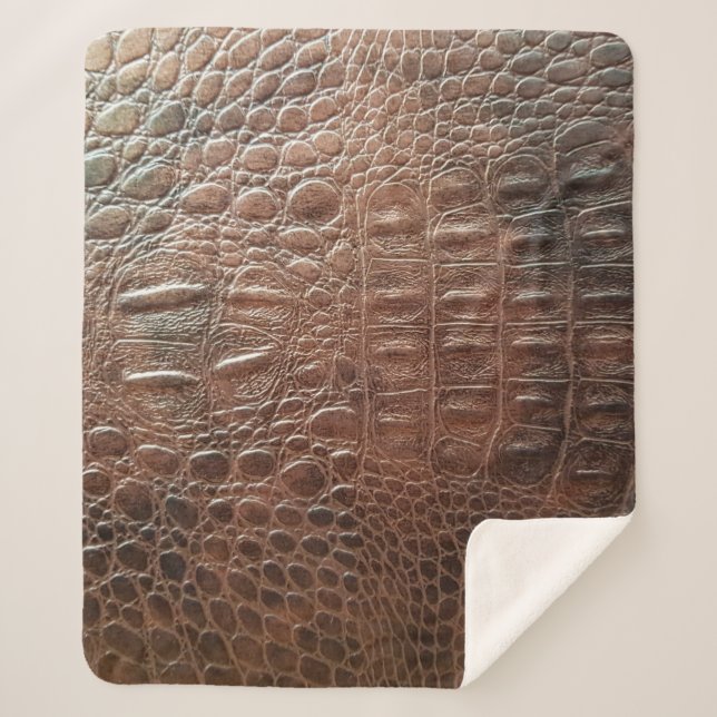 Genuine leather texture backgroundr close-up, embo sherpa blanket (Front)