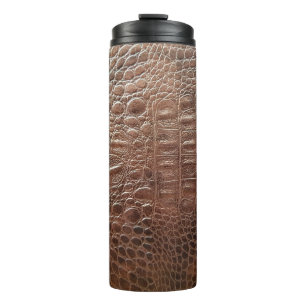 Genuine leather texture backgroundr close-up, embo thermal tumbler