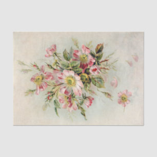 Genuine (not AI) Vintage Pink Wild Roses Tissue Paper