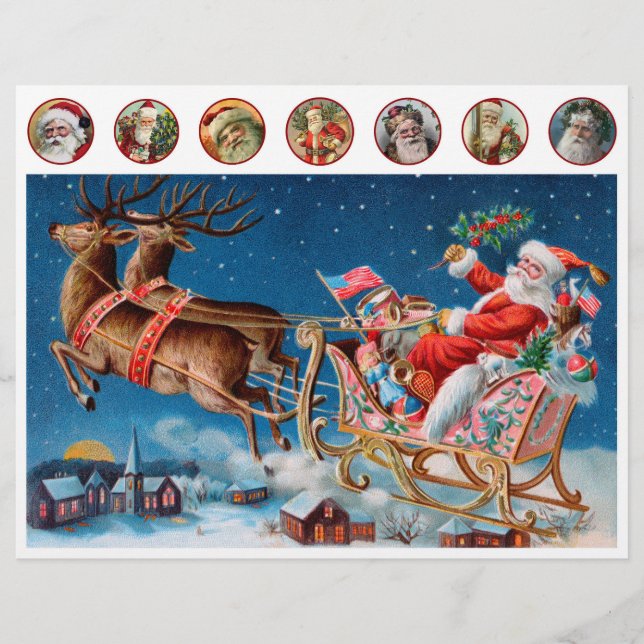 Genuine (not AI) Vintage Santa Illustrations (Front)