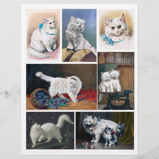 Genuine (not AI) Vintage White Cat Paintings (Front)