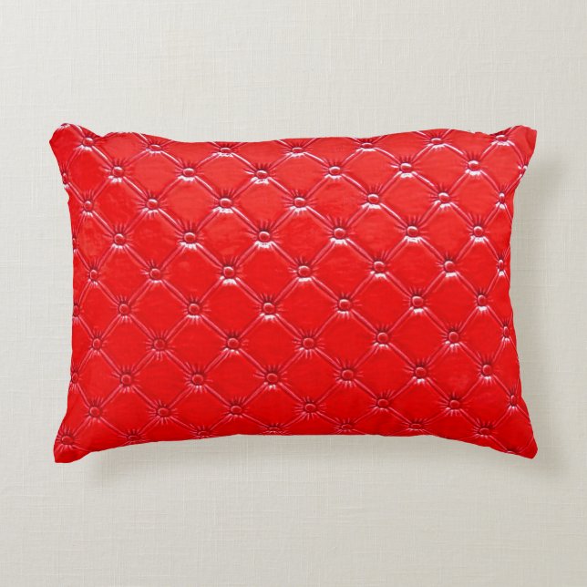 Genuine red leather upholstery. decorative cushion (Front)