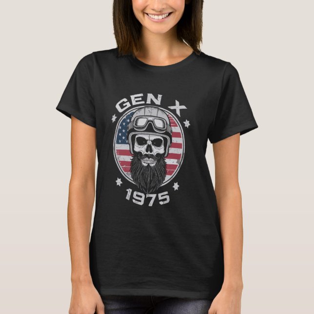 GenX 1975 Birthday FAFO Motorcycle Skull Motorcycl T-Shirt (Front)