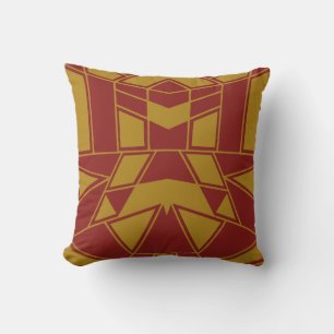 Geo #545 Gold & Red Cushion