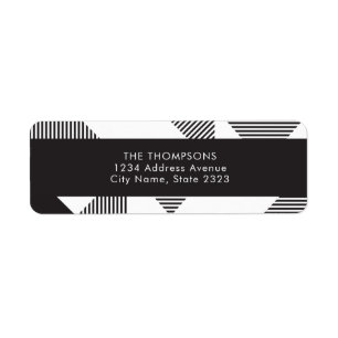 Geo Black White Stripe Holiday Return Address Return Address Label