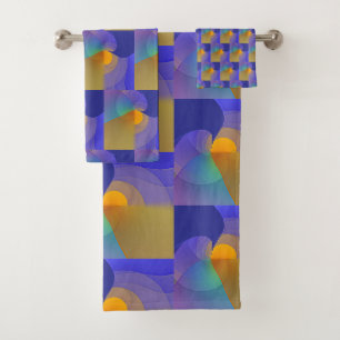 Geo Blue Reflections Bath Towel Set