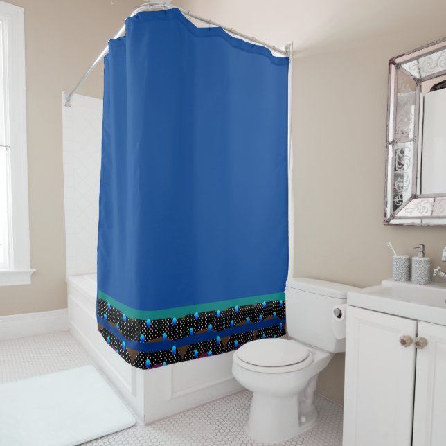Geo Blue Shower Curtain (In Situ)