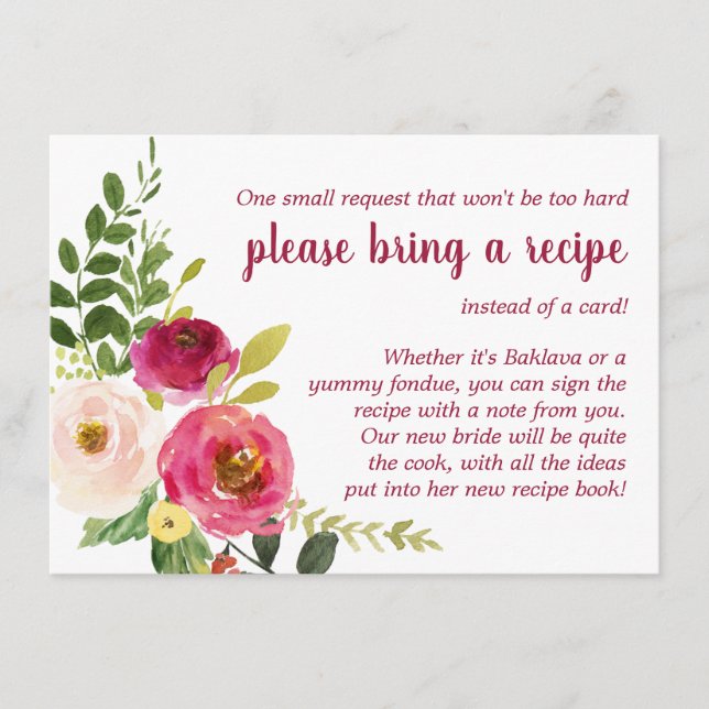 Geo Bridal Shower Bring a Recipe Enclosure Card (Front)