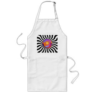 Geo Centre Black White Wavy White Long Apron
