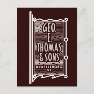 Geo. E. Thomas & Sons Brattleboro VT Logo Postcard