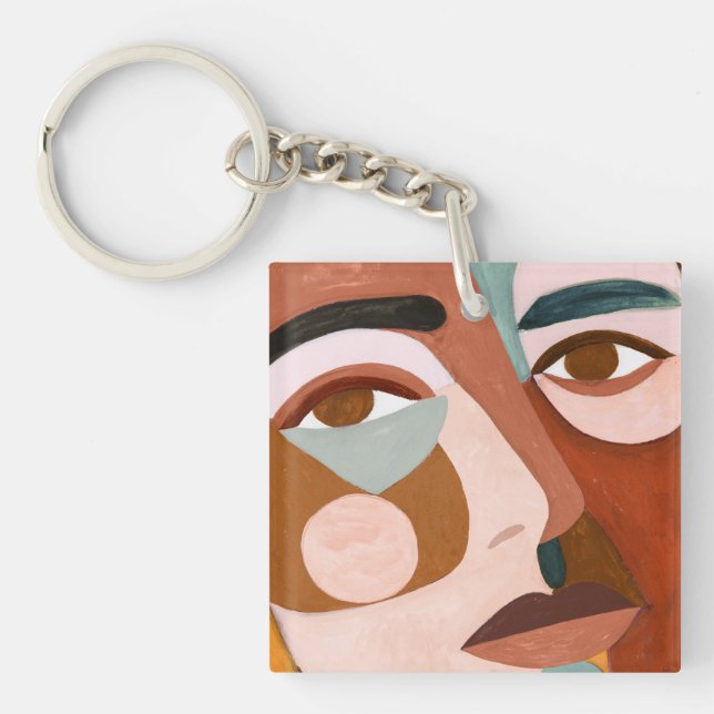 Geo Face Upclose Key Ring (Front)