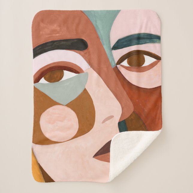 Geo Face Upclose Sherpa Blanket (Front)