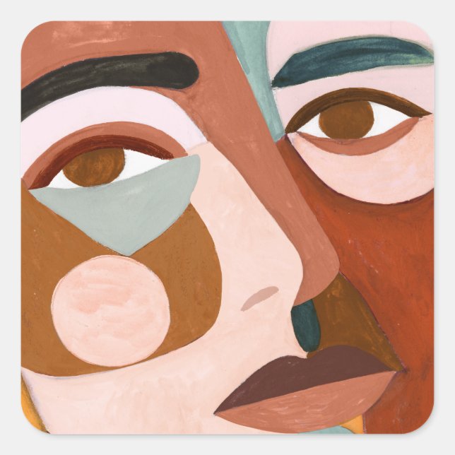 Geo Face Upclose Square Sticker (Front)