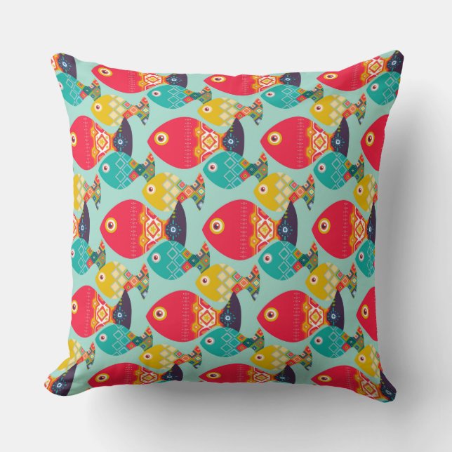geo fish mint cushion (Front)
