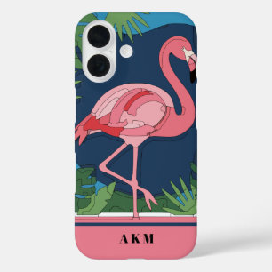 Geo Flamingo Puzzle iPhone 16 Case