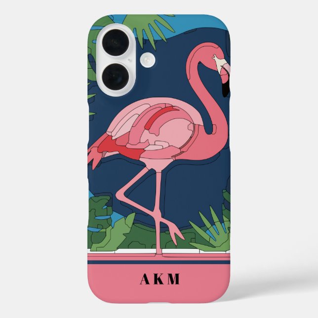 Geo Flamingo Puzzle Case-Mate iPhone Case (Back)