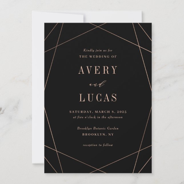 Geo Frame EDITABLE COLOR Wedding Invitation GEO (Front)