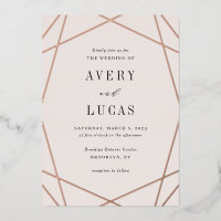 Geo Frame Foil Editable Colour Wedding Invitation