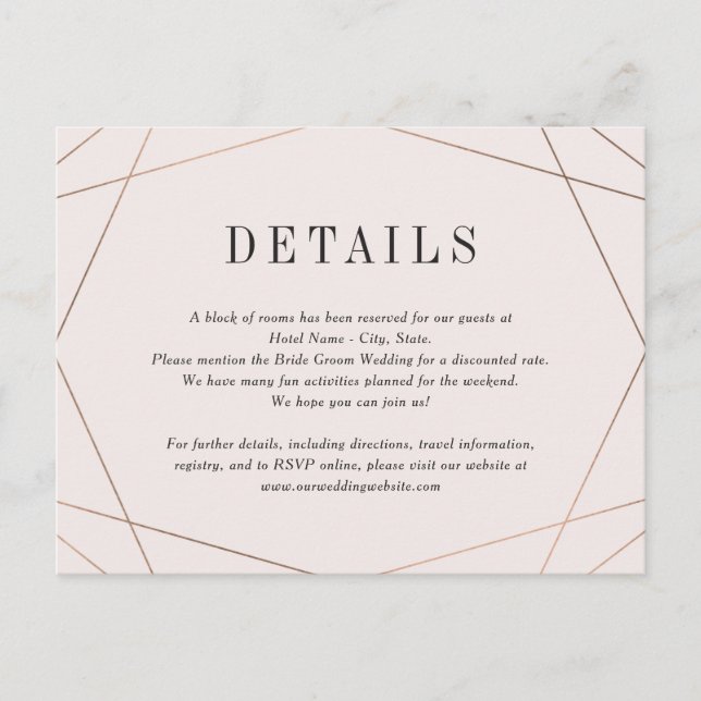 Geo Frame Wedding Details Enclosure Card (Front)