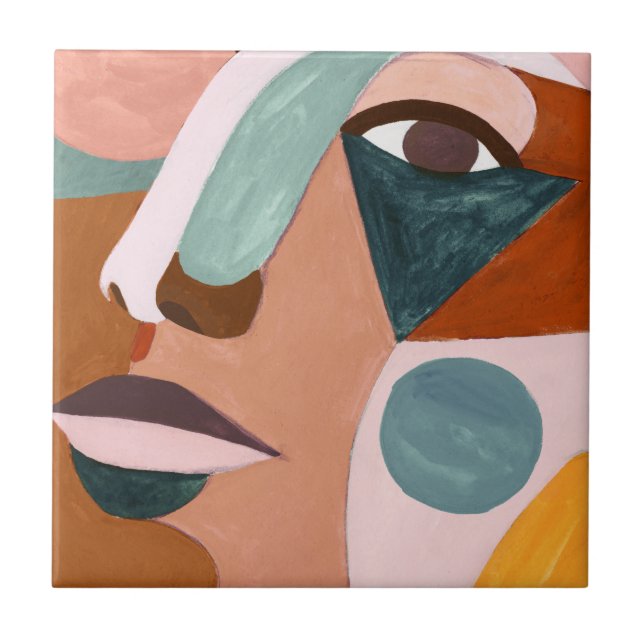 Geo Half Face Ceramic Tile (Front)